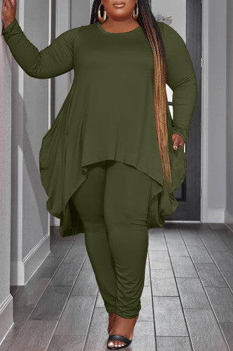 Green Two Piece Asymmetrical Set