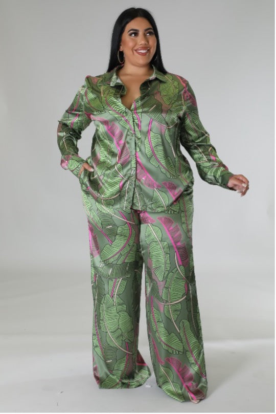 “Tropical” Multi Print Pant Set