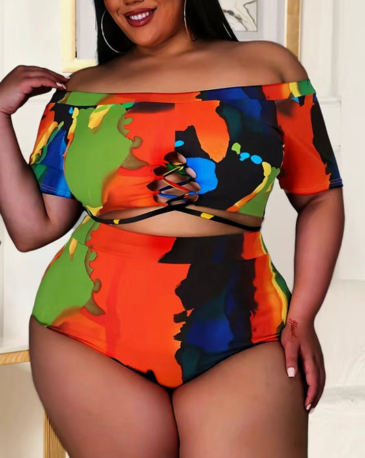 2 piece Painting Print Swim Suit