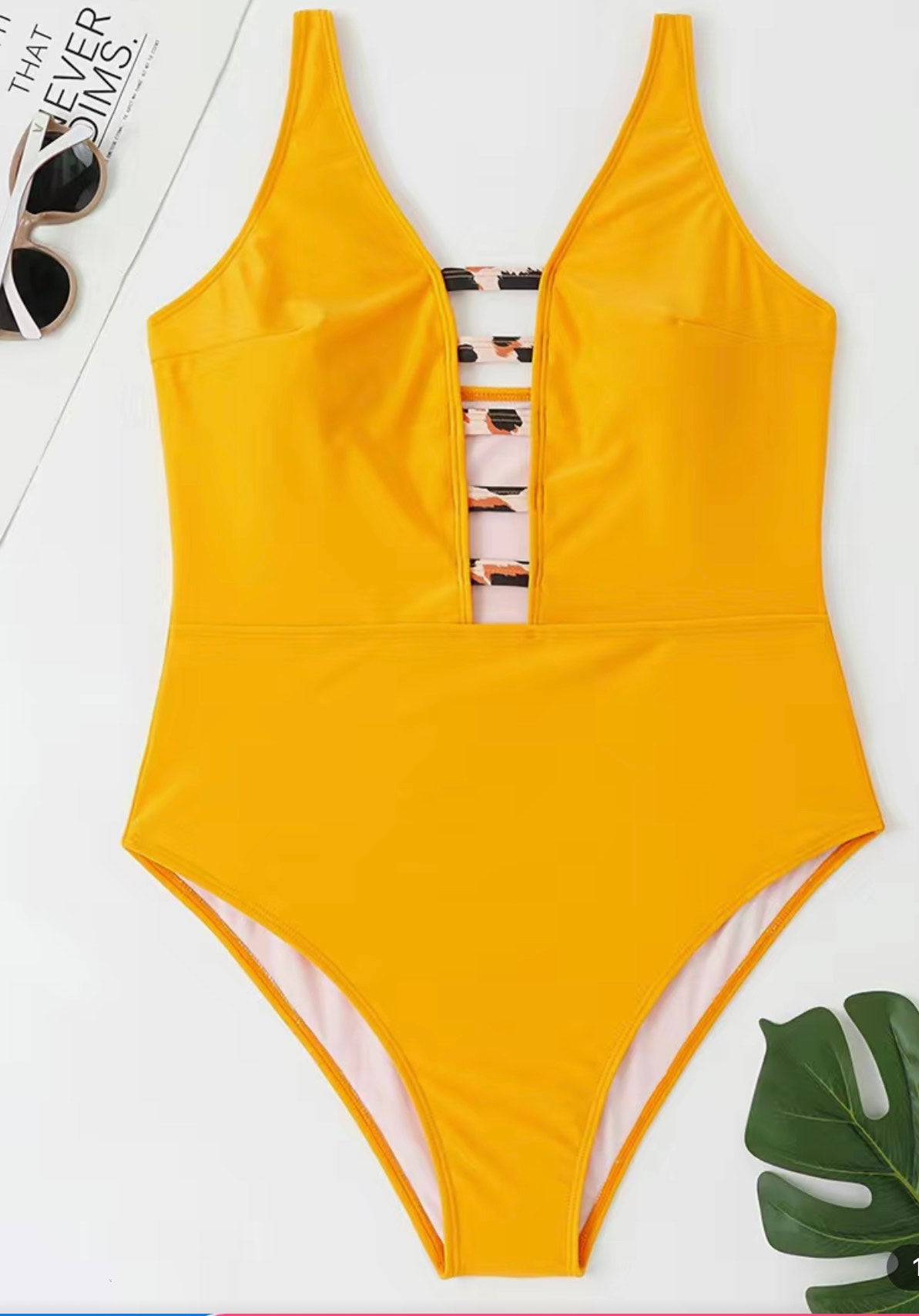 Yellow Cut Out Swimsuit